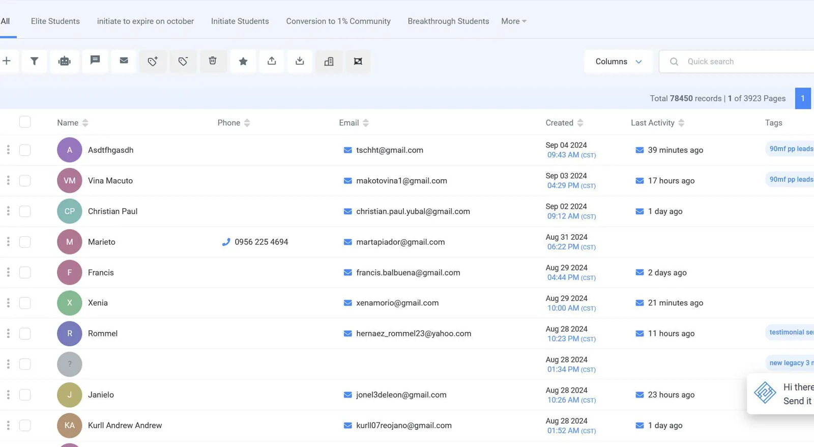 CRM with thousands of captured leads